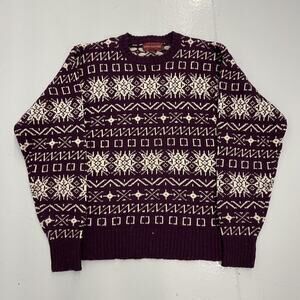 Vintage 90s John Ashford Purple Pattern Wool Sweater